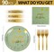 90PCS Happy Birthday Plates and Napkins Party Supplies, Disposable Sage Green Gold Dot Dessert Paper Plates Napkins with Forks Tableware Set Party Decorations for Girl Women Birthday Party